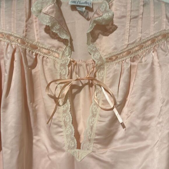 Character cuddleskin gown pajamas pink satin vintage M 8/10 Victorian - Picture 6 of 12